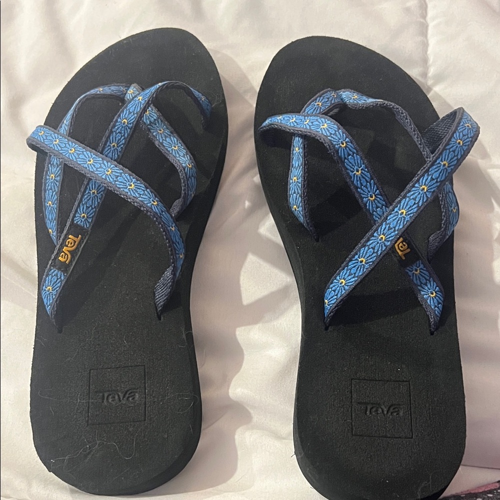 Teva Blue Floral Strap Sandals | Comfort Outdoor Slip-On | Casual Sport Sandals